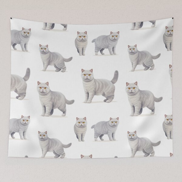 Item preview, Animation British shorthair cat with seamless pattern. designed and sold by Whiteblueshop.