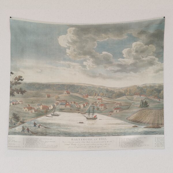 Item preview, Vintage Pictorial Map of Baltimore MD in 1752  designed and sold by BravuraMedia.