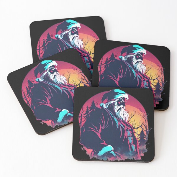Item preview, Dark Santa Claus wandering through the forest against the background of the setting sun. designed and sold by SweetRossel.