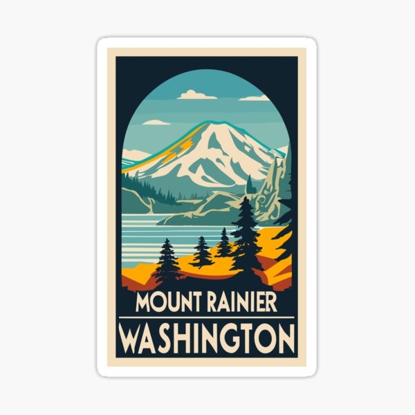 Item preview, A Vintage Travel Art of the Mount Rainier National Park - Washington - US  designed and sold by GoodOldVintage.