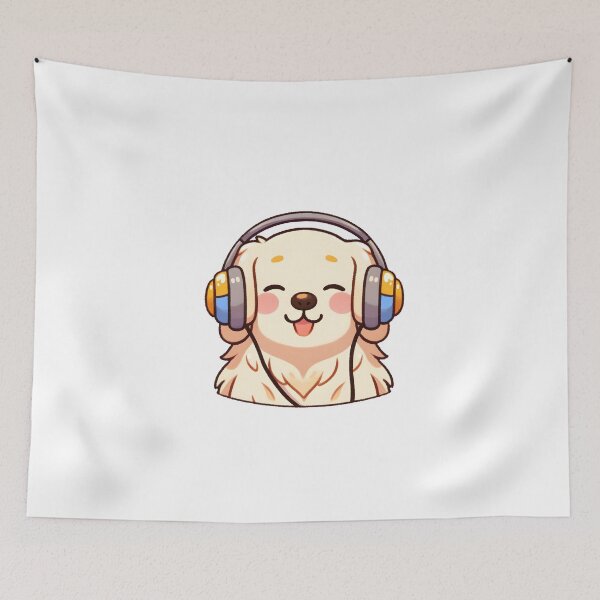Item preview, Joyful Dog Enjoying Music with Headphones designed and sold by UmbrellaStudio1.