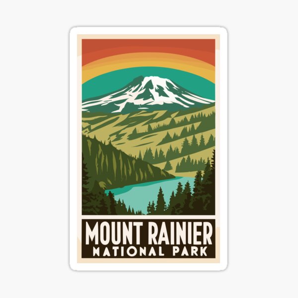 Item preview, A Vintage Travel Art of the Mount Rainier National Park - Washington - US  designed and sold by GoodOldVintage.