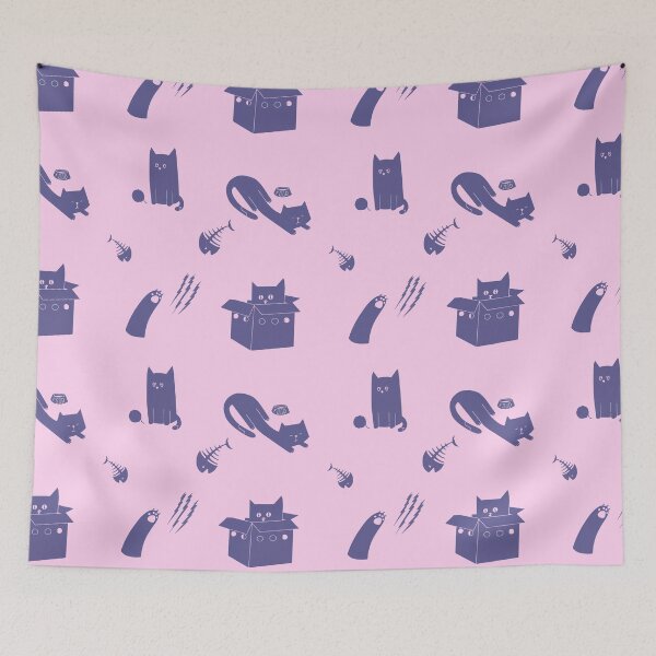 Item preview, Cute cats on pink background pattern  designed and sold by mamistry11.