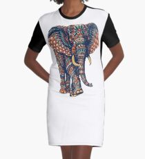 Ornate Elephant v2 (Color Version) Graphic T-Shirt Dress