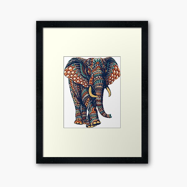 Ornate Elephant v2 (Color Version) Framed Art Print