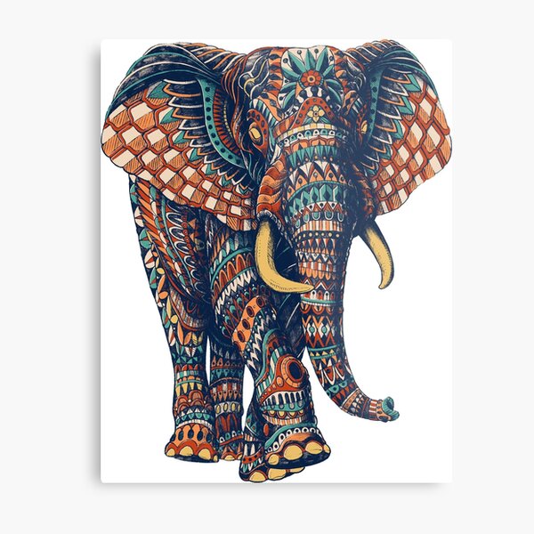 Ornate Elephant v2 (Color Version) Metal Print