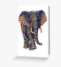 Ornate Elephant v2 (Color Version) Greeting Card