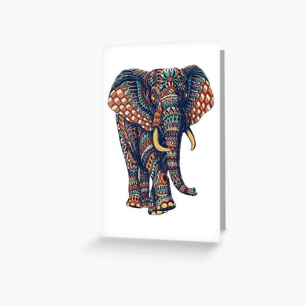 Ornate Elephant v2 (Color Version) Greeting Card
