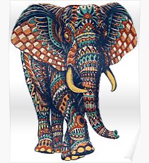 Verzierter Elefant v2 (Farbversion) Poster