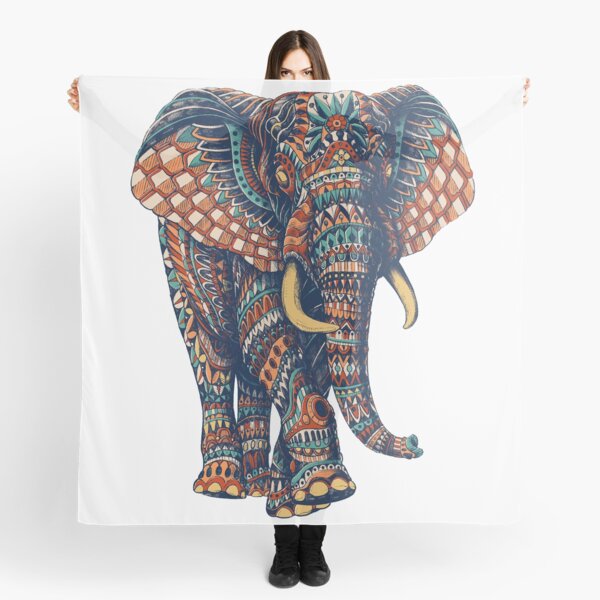 Ornate Elephant v2 (Color Version) Scarf