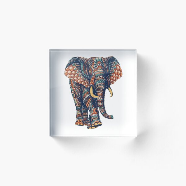 Ornate Elephant v2 (Color Version) Acrylic Block