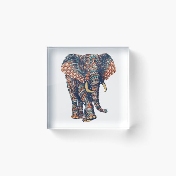 Ornate Elephant v2 (Color Version) Acrylic Block