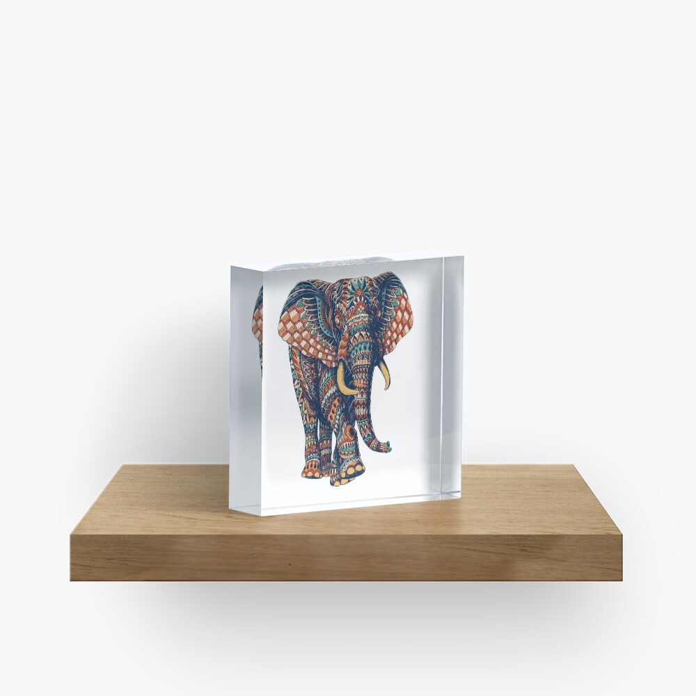 Ornate Elephant v2 (Color Version) Acrylic Block