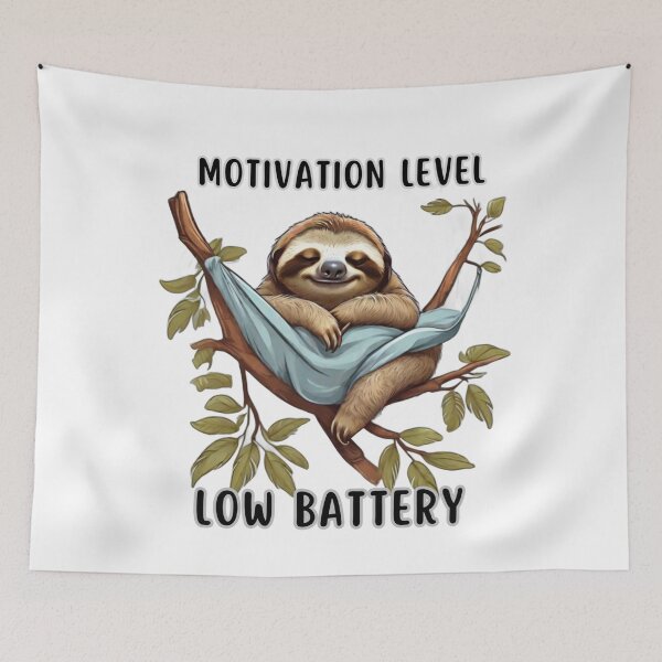 Item preview, Motivation Level: Low Battery - Sleeping Sloth designed and sold by AleksKos.