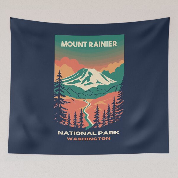 Item preview, A Vintage Travel Art of the Mount Rainier National Park - Washington - US  designed and sold by GoodOldVintage.
