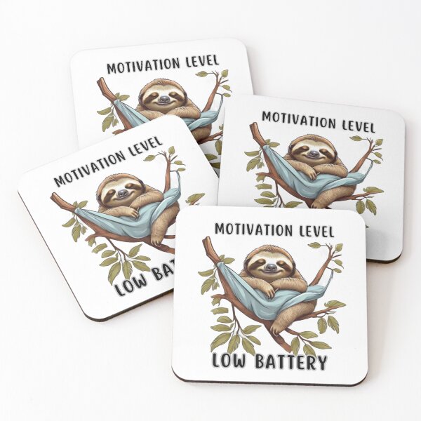 Item preview, Motivation Level: Low Battery - Sleeping Sloth designed and sold by AleksKos.