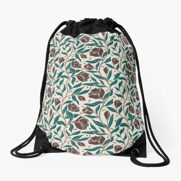 Item preview, Rustic Floral with Climbing Vines in Teal and Burgundy-Light designed and sold by ashandinkstudio.