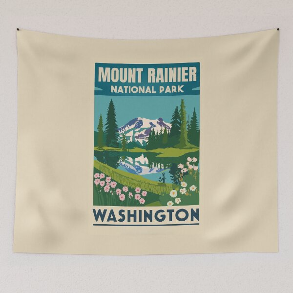 Item preview, A Vintage Travel Art of the Mount Rainier National Park - Washington - US  designed and sold by GoodOldVintage.