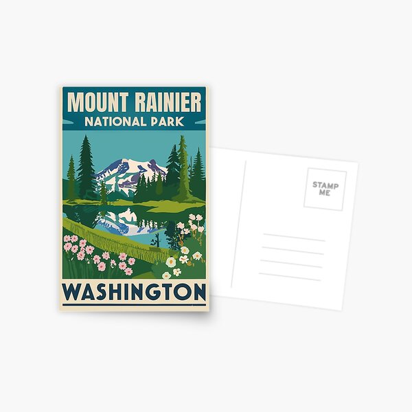Item preview, A Vintage Travel Art of the Mount Rainier National Park - Washington - US  designed and sold by GoodOldVintage.