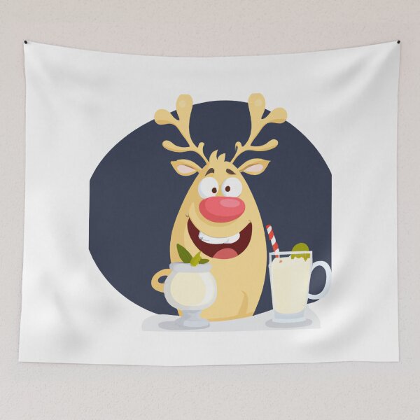 Item preview, Christmas: Cheerful Reindeer Drinking Eggnog  designed and sold by TaraTs.