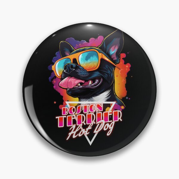 Item preview, Retro Wave Boston Terrier Hot Dog Shirt designed and sold by RedDesignSyc.