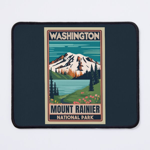 Item preview, A Vintage Travel Art of the Mount Rainier National Park - Washington - US  designed and sold by GoodOldVintage.