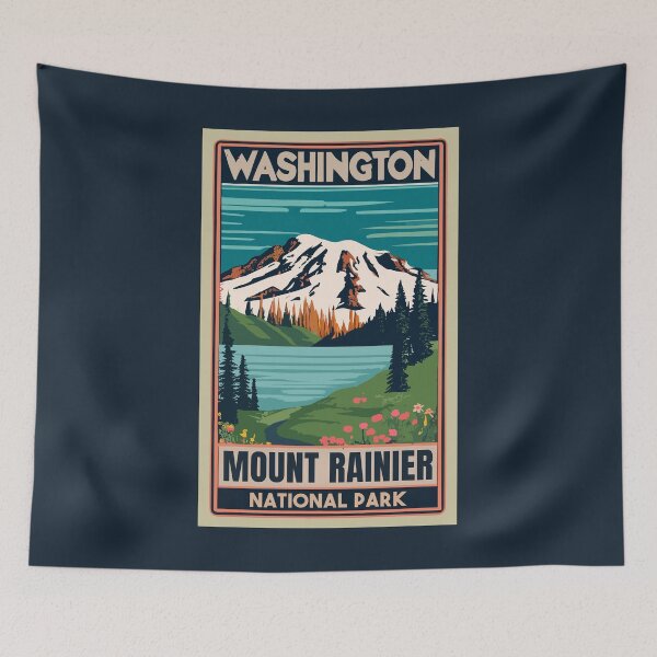 Item preview, A Vintage Travel Art of the Mount Rainier National Park - Washington - US  designed and sold by GoodOldVintage.