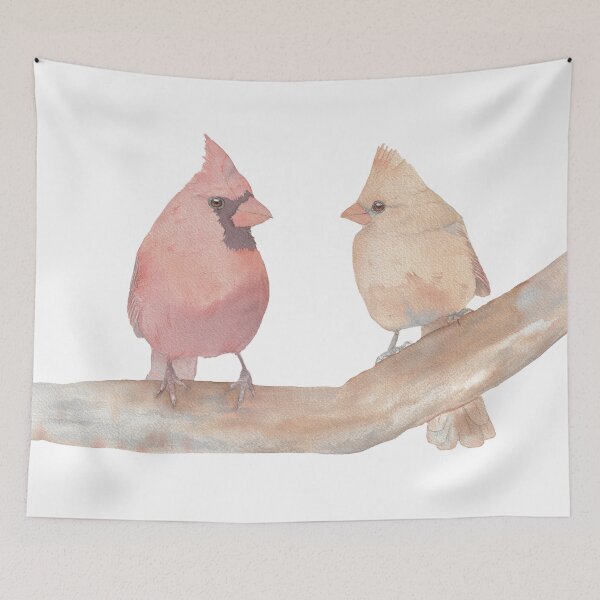 Item preview, Northern cardinal bird red portrait watercolor designed and sold by L'Atelier Oranjade.
