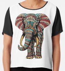 Verzierter Elefant (Farbversion) Chiffontop