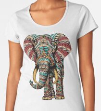 Ornate Elephant (Color Version) Women's Premium T-Shirt