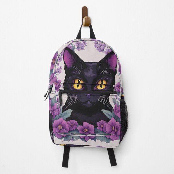 Item preview, Gato Negro Flores Púrpuras designed and sold by Catophile.