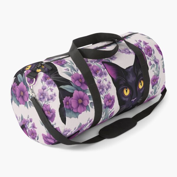Item preview, Black Cat Purple Flowers designed and sold by Catophile.