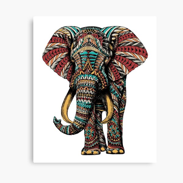 Ornate Elephant (Color Version) Canvas Print