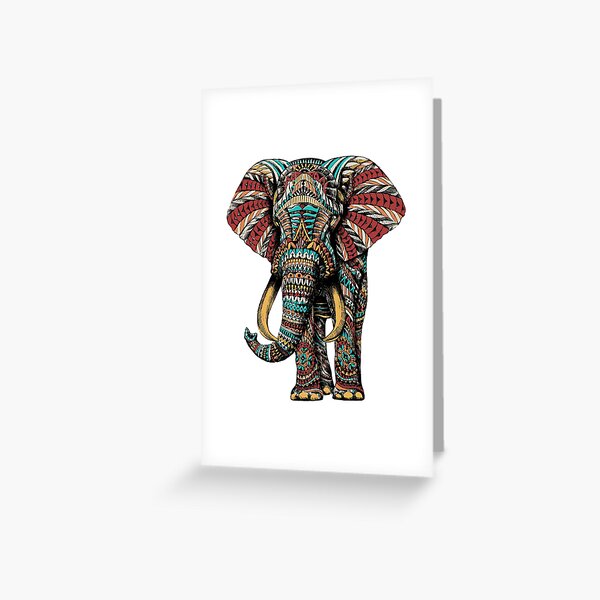 Éléphant orné (version couleur) Carte de vœux