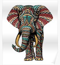 Verzierter Elefant (Farbversion) Poster