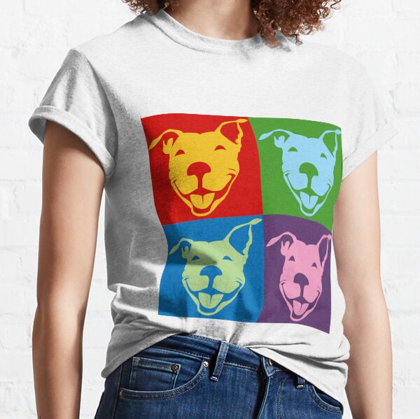 Multi-Color Smiling Pitbull Terrier | NickerStickers® on Redbubble Classic T-Shirt