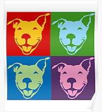 Multi-Color Smiling Pitbull Terrier | NickerStickers on Redbubble Poster