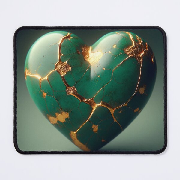 Item preview, Kintsugi Style Broken Heart in Bottle Green Gold 2 designed and sold by Obibobishop.