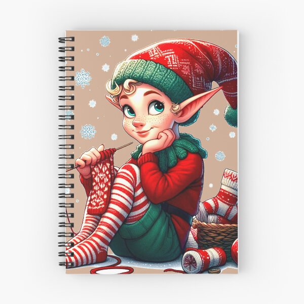 Item preview, Christmas elf knitting socks designed and sold by humultinitee.