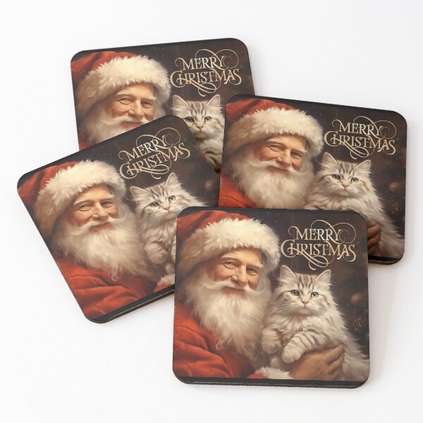 Item preview, Santa with cute cat Merry Christmas  designed and sold by FatBirdie.