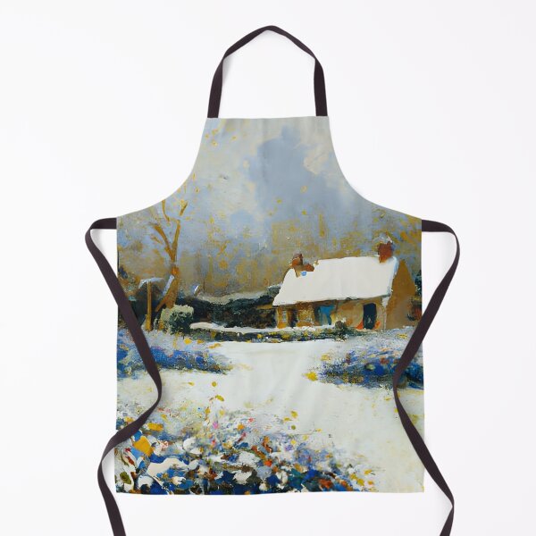 Item preview, English Winter Country Cottage Snowy Garden Painting designed and sold by MeadowFarmPrint.