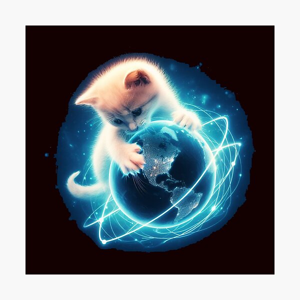 Item preview, Cat with Earth  designed and sold by MiroArtAbstra.