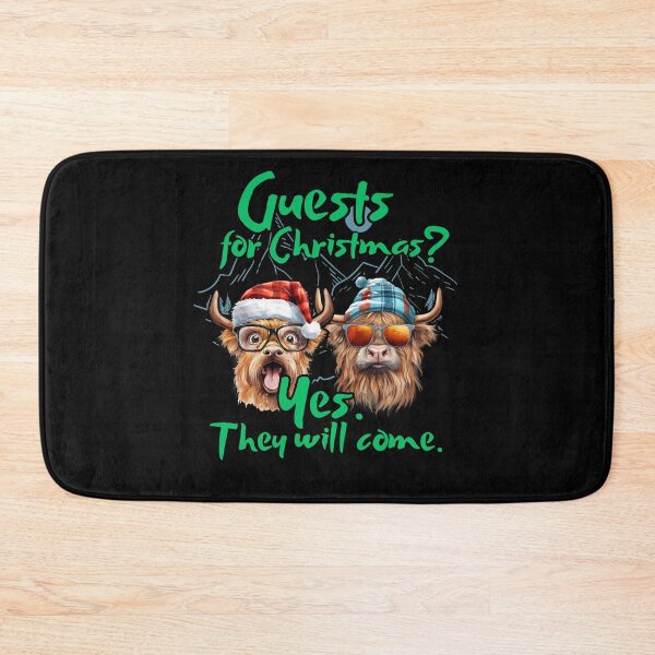 Item preview, Guests for Christmas? They will come. Highland cow Green designed and sold by youraircraftart.