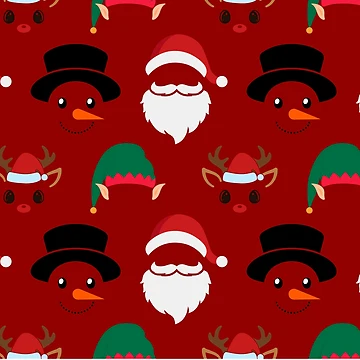 Artwork thumbnail, Christmas Characters on Red Pattern by Pixels2Patterns