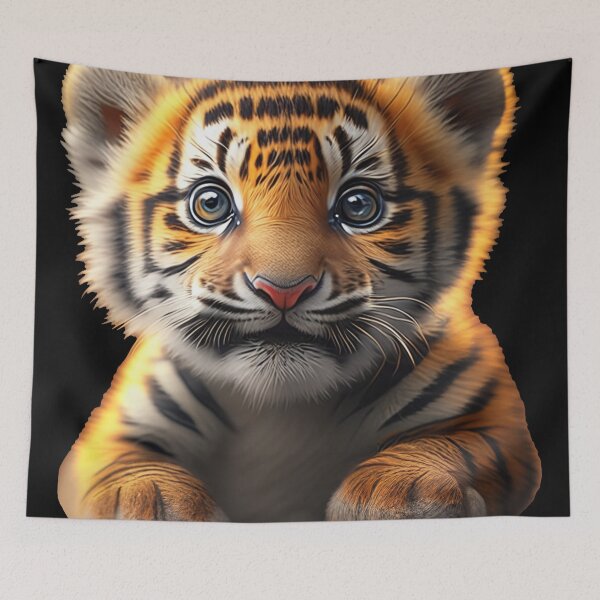 Item preview, Adorable Tiger Cub Delight: Small, Cute, Big Bright Eyes, Playful designed and sold by GranitTR.