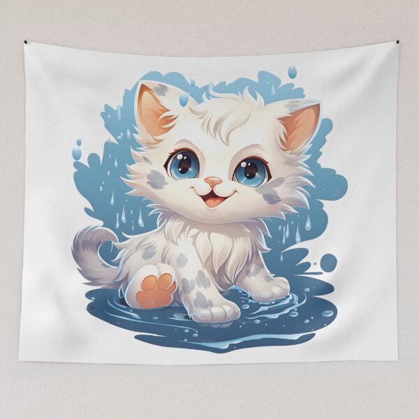 Item preview, Kitten playing with water designed and sold by AI-Only Creations.