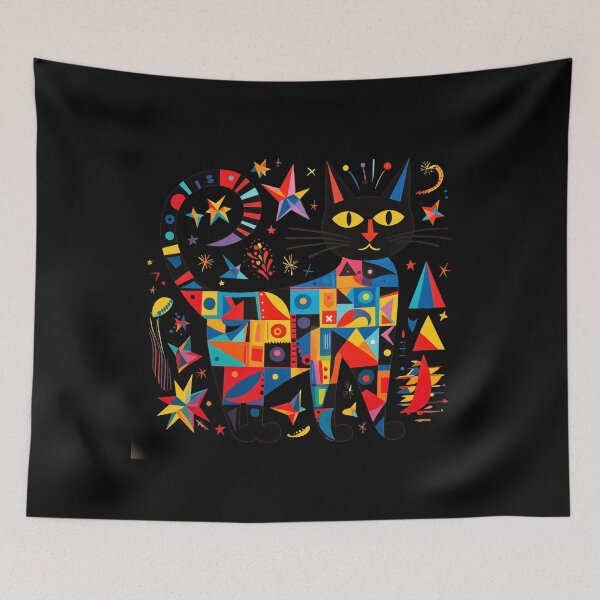 Item preview, Abstract Whimsy Cat Tee: Eclectic Art Fusion designed and sold by Moisky Patterns.