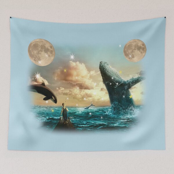 Item preview, "Enchanted Journey: The Boy, the Dolphin, the Whale and the Shark in the Fantastic Kingdom of the Sea" designed and sold by Mahilis.