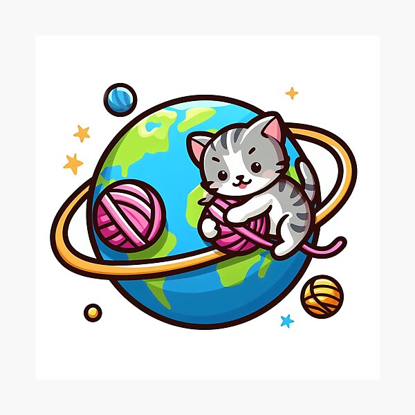 Item preview, Small cat with planet  designed and sold by MiroArtAbstra.