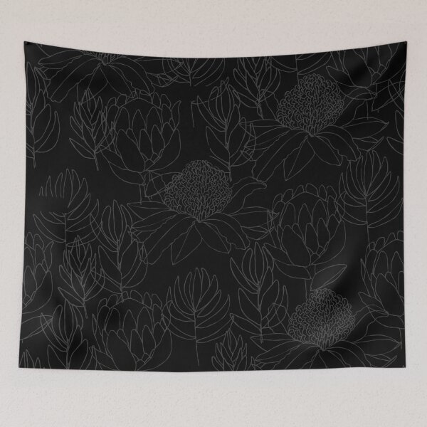 Item preview, Black Australian botanicals line drawing designed and sold by madirosedesigns.